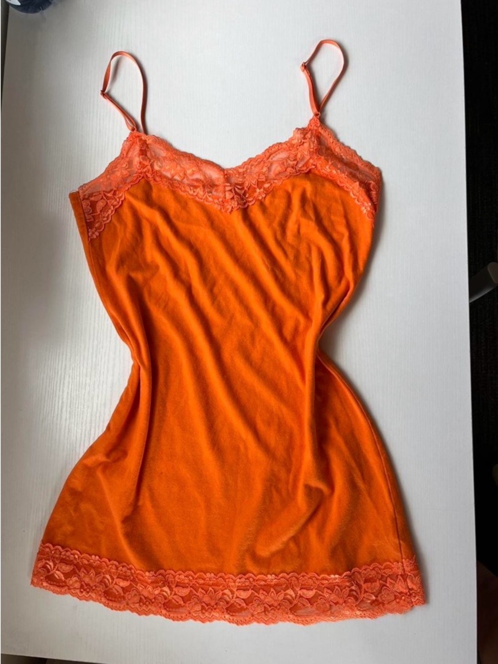 Zenana Outfitters Bright Orange Lace-Trim Slip